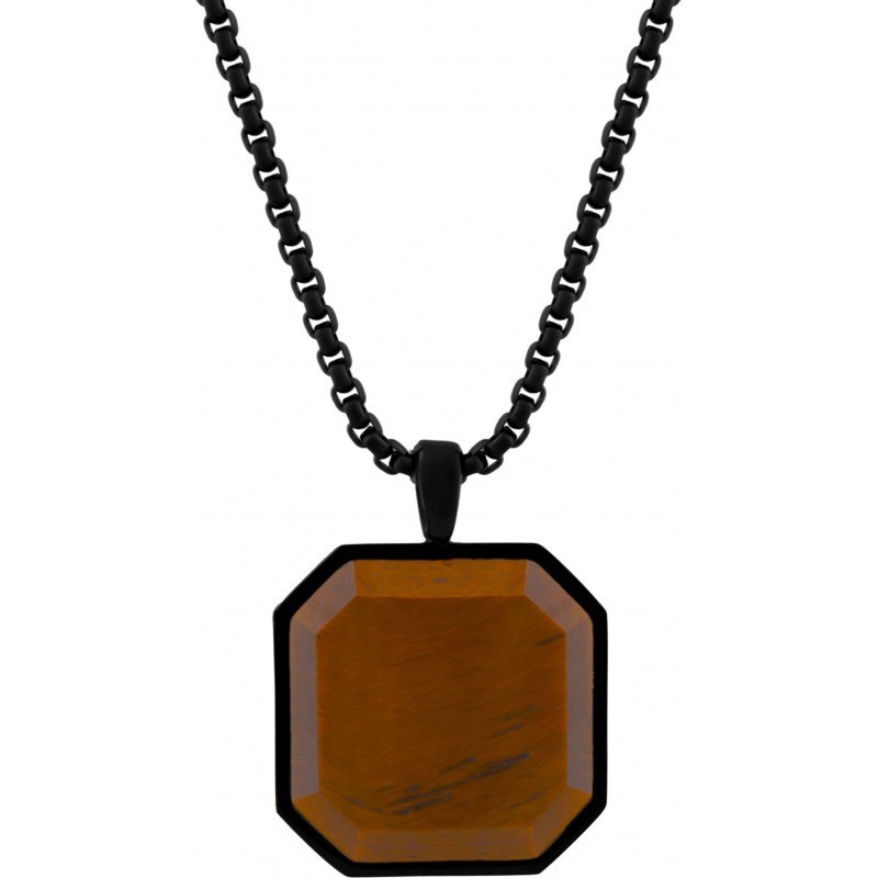 Collier pour homme en acier noir et œil de tigre chez Or Ligne à La Teste de Buch sur le Bassin d'Arcachon