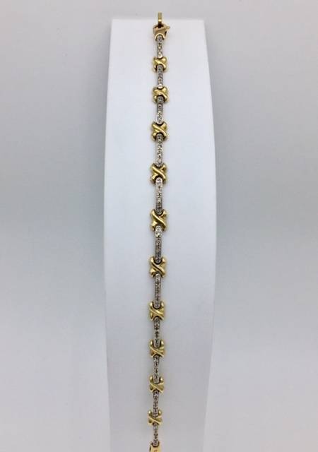 Bracelet 2 ors 750/1000ème et diamants occasion Or Ligne La Teste Bassin d'Arcachon