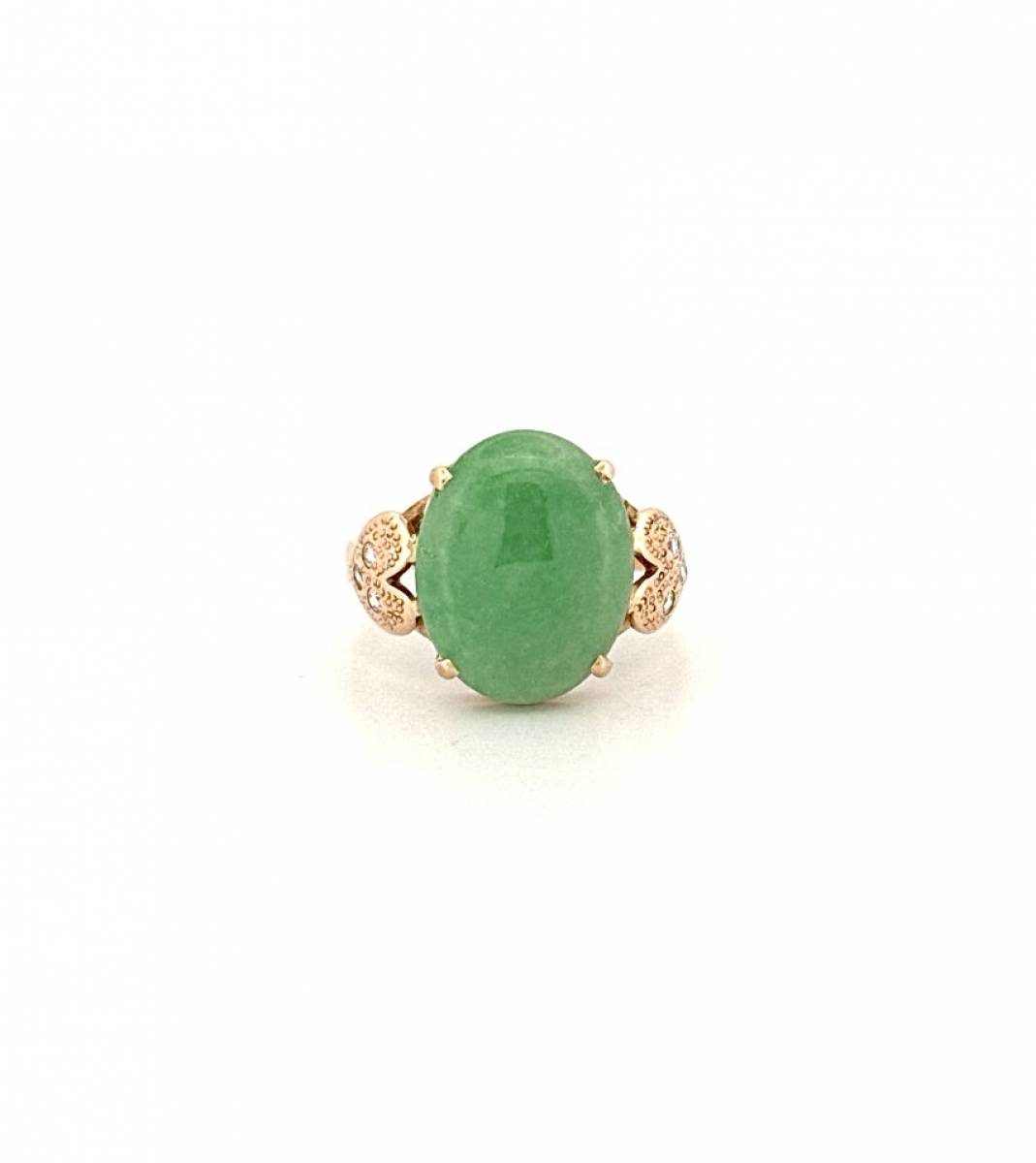 Bague jade vert en or 750 – Dépôt-vente bijouterie Or Ligne à La Teste-de-Buch