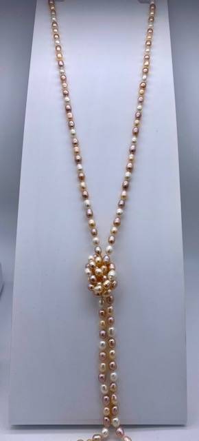 Sautoir perles eau douce rosée occasion Or Ligne La Teste Bassin d'Arcachon
