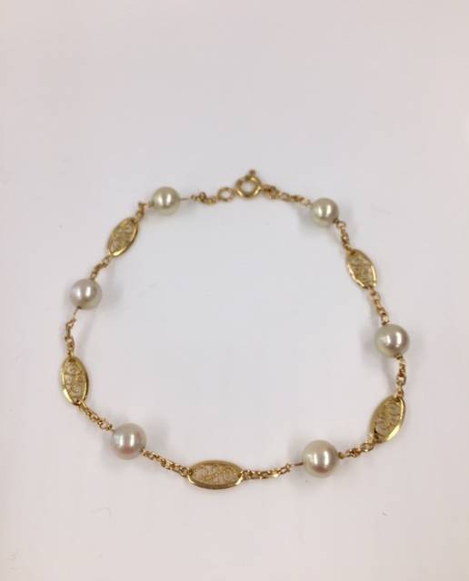 Bracelet filigrané et perles de culture or 750/1000ème occasion Or Ligne La Teste Bassin d'Arcachon
