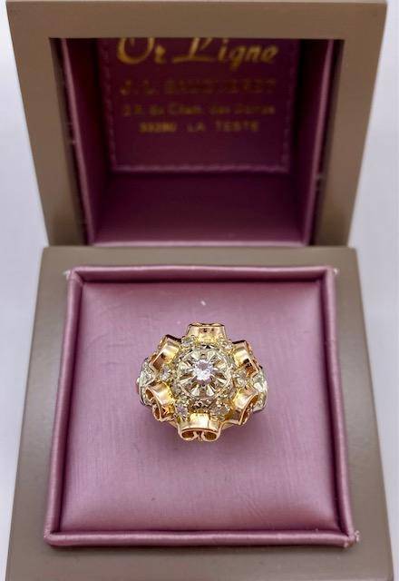 Bague vintage 2 ors 750/1000ème et saphirs blancs occasion Or Ligne La Teste Bassin d'Arcachon