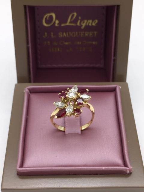 Bague or 750/1000ème rubis et diamants occasion Or Ligne La Teste Bassin d'Arcachon