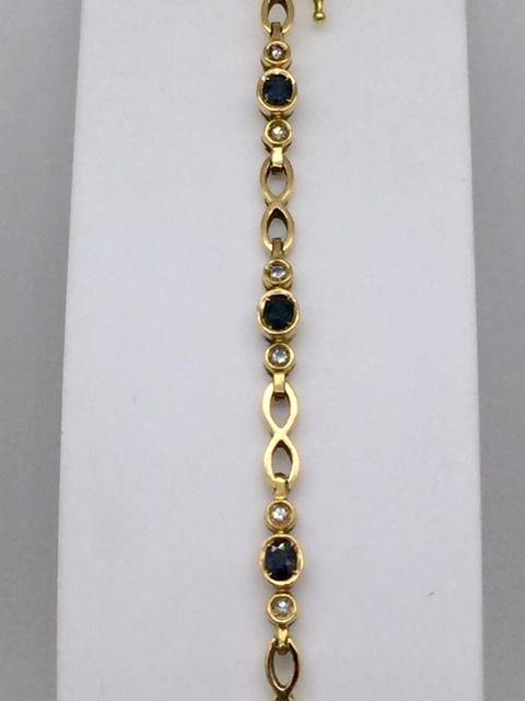 Bracelet or 750/1000ème saphirs et diamants occasion Or Ligne La Teste Bassin d'Arcachon