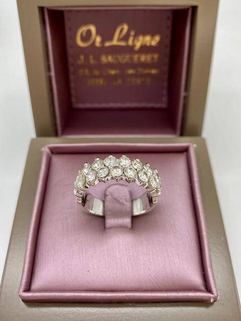 Bague or blanc 750/1000ème double rangée de diamants occasion Or Ligne La Teste Bassin d'Arcachon