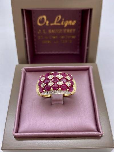 Bague pavage rubis et diamants or 750/1000ème occasion Or Ligne La Teste Bassin d'Arcachon