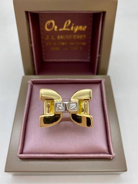 Bague vintage style tank en or 750/1000ème et diamants en dépôt vente chez Or Ligne à La Teste près de Bordeaux