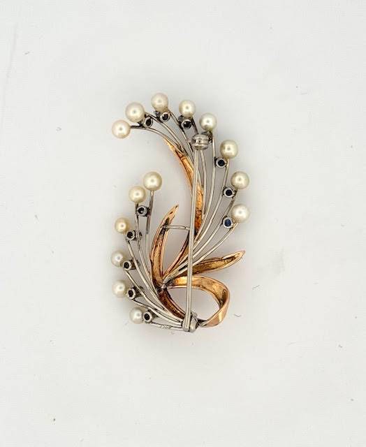 Broche vintage en or, perles et saphirs – Dépôt vente à La Teste-de-Buch (Bijouterie Or Ligne)