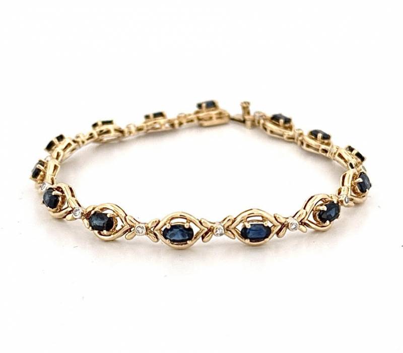 Bracelet en or 18 carats avec saphirs et diamants – Élégance intemporelle en dépôt-vente chez Or Ligne en Gironde