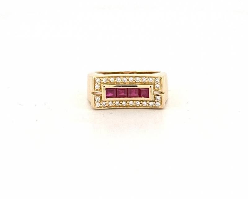 Bague Incurvée Rubis & Diamants – Or 750 Millièmes Or Ligne Bijoutier à côté d'Arcachon
